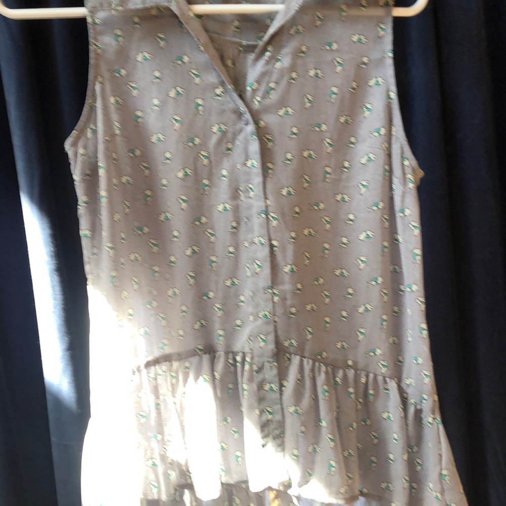 Bunny print sheer button up top! Ridiculously adorable light blue red dots & bun